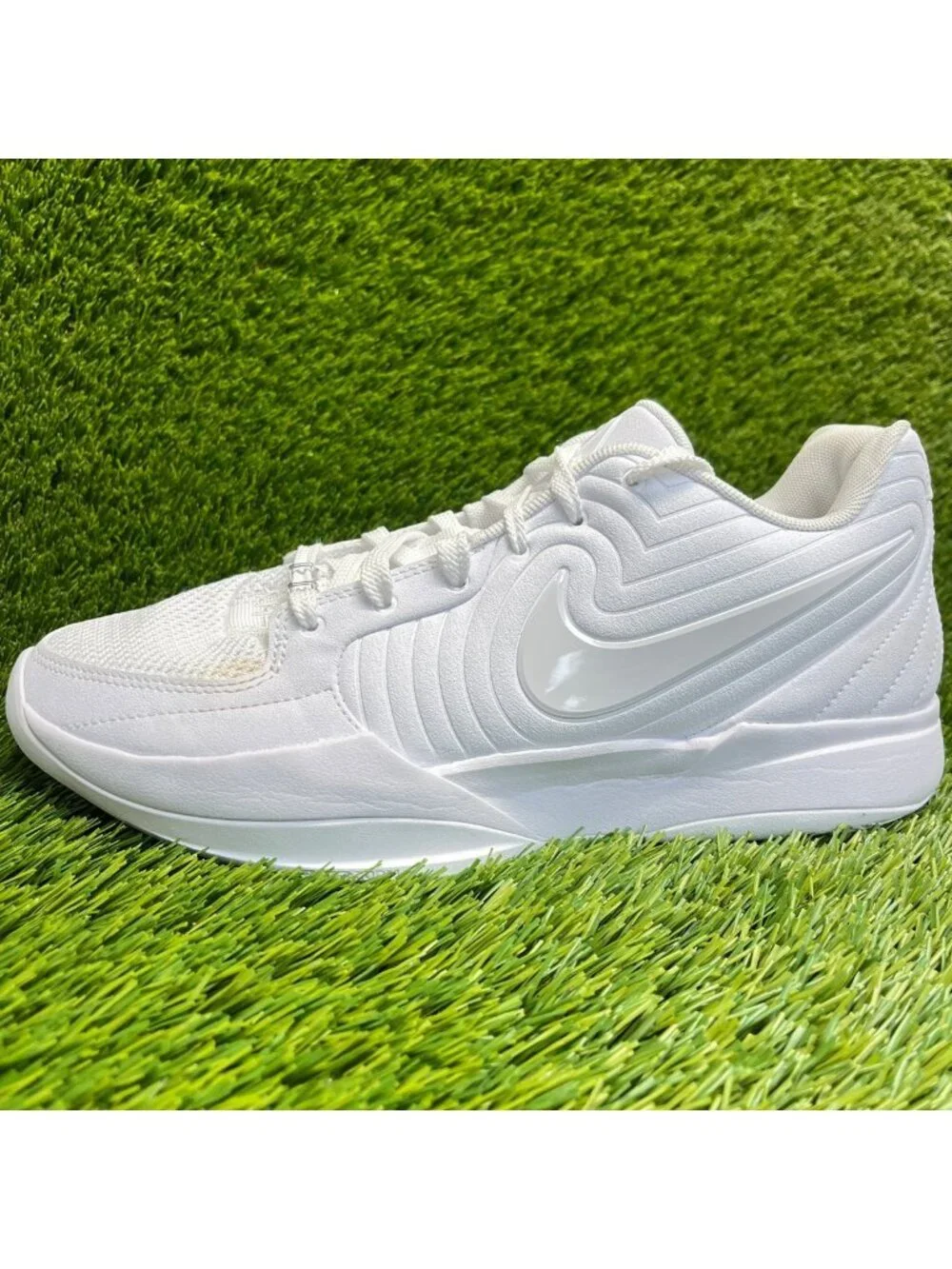 Nike Ja 2 TB Mens Size 10 Triple White Athletic Basketball Shoes Sneakers
